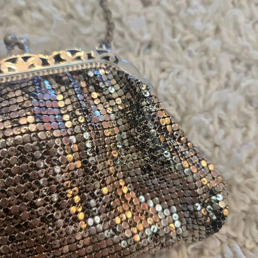 Whiting & Davis Silver Metal Mesh Bag #2957 Lined Vintage 1940s-1950s